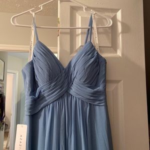 NWT Azazie Shannon dress in Steel Blue